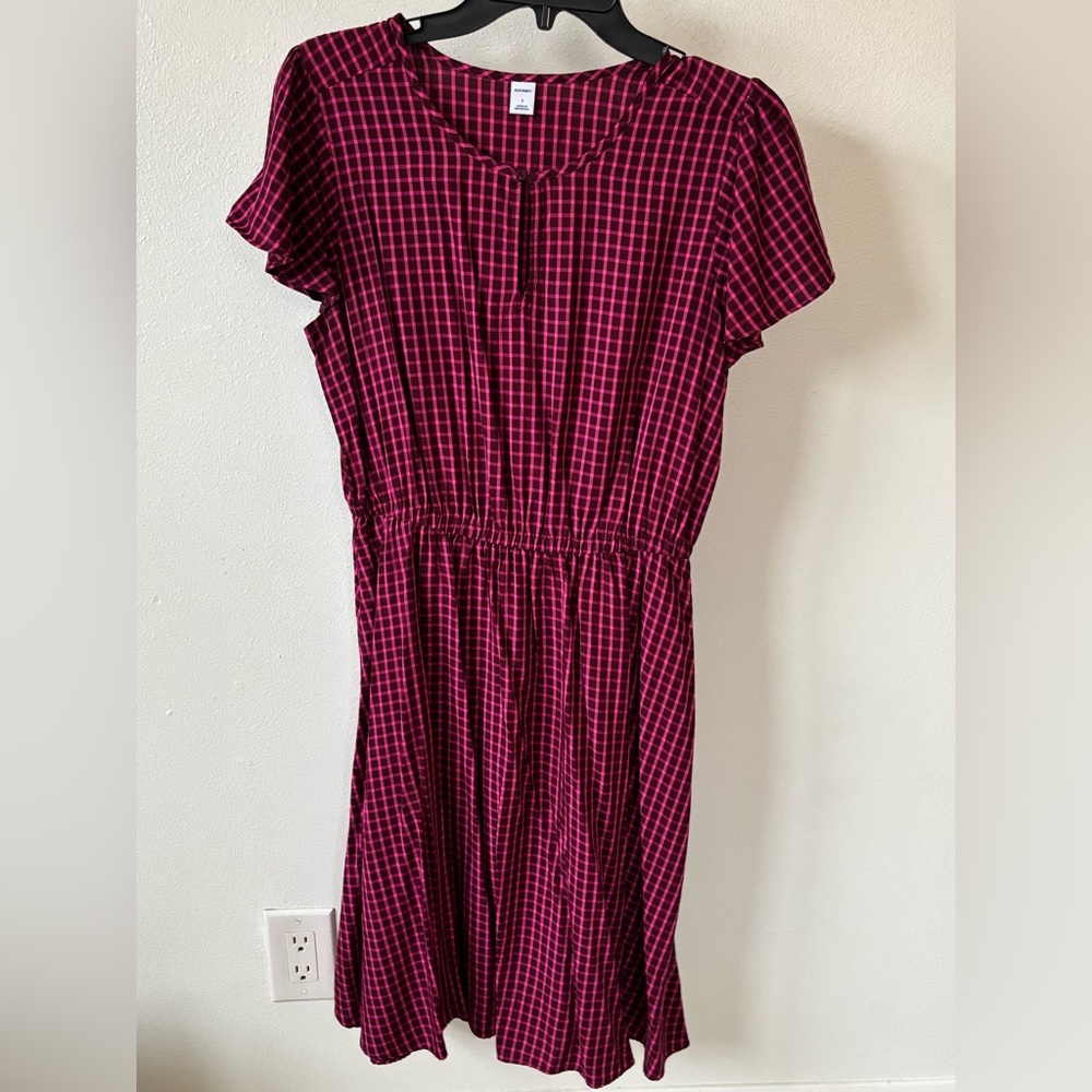 Old Navy Pink and Black Gingham Dress Size S